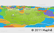 Physical Panoramic Map of Guarico, political outside