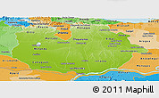 Physical Panoramic Map of Guarico, political shades outside