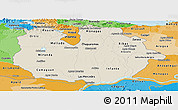 Shaded Relief Panoramic Map of Guarico, political shades outside