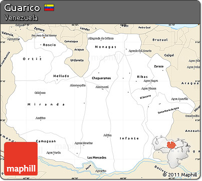 Classic Style Simple Map of Guarico