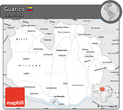 Silver Style Simple Map of Guarico