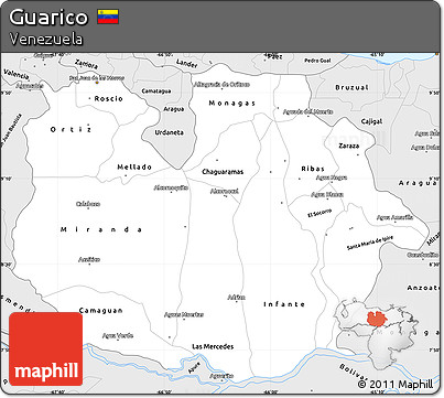 Silver Style Simple Map of Guarico