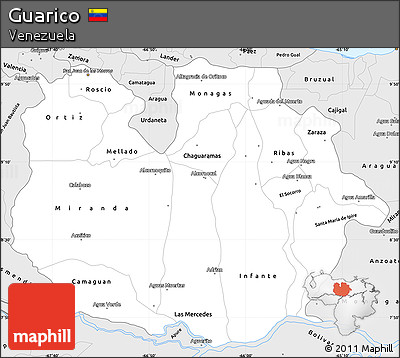 Silver Style Simple Map of Guarico