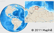 Shaded Relief Location Map of Crespo, within the entire country