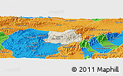 Shaded Relief Panoramic Map of Crespo, political outside