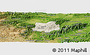 Shaded Relief Panoramic Map of Crespo, satellite outside