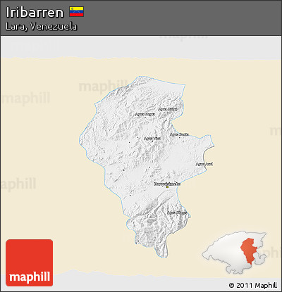 Classic Style 3D Map of Iribarren, single color outside