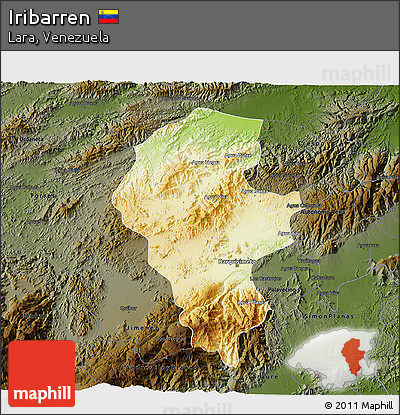 Physical 3D Map of Iribarren, darken