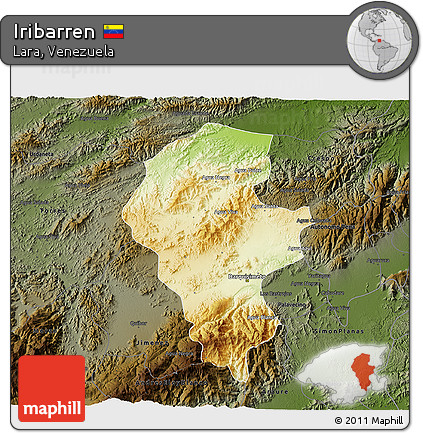 Physical 3D Map of Iribarren, darken