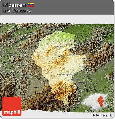 Physical 3D Map of Iribarren, darken