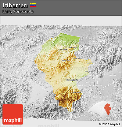 Physical 3D Map of Iribarren, lighten, desaturated