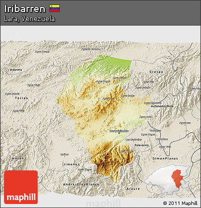 Physical 3D Map of Iribarren, shaded relief outside