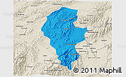 Political 3D Map of Iribarren, shaded relief outside