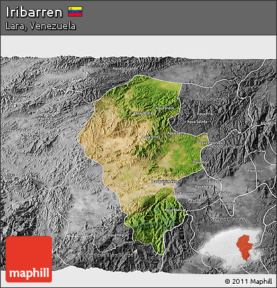 Satellite 3D Map of Iribarren, desaturated
