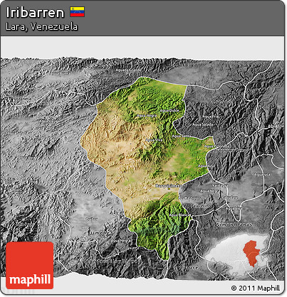 Satellite 3D Map of Iribarren, desaturated