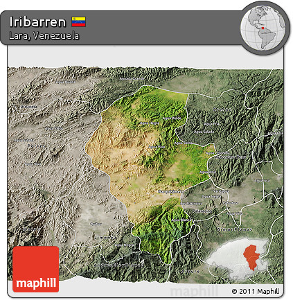 Satellite 3D Map of Iribarren, semi-desaturated