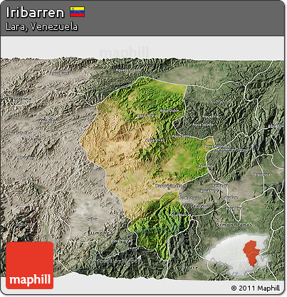 Satellite 3D Map of Iribarren, semi-desaturated