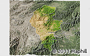 Satellite 3D Map of Iribarren, semi-desaturated