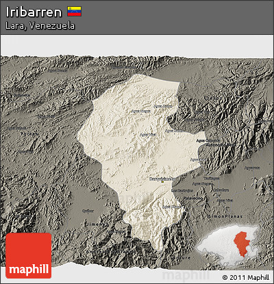 Shaded Relief 3D Map of Iribarren, darken