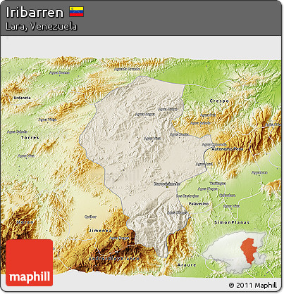 Shaded Relief 3D Map of Iribarren, physical outside