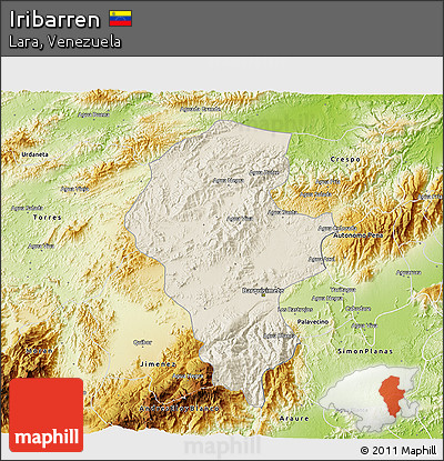 Shaded Relief 3D Map of Iribarren, physical outside