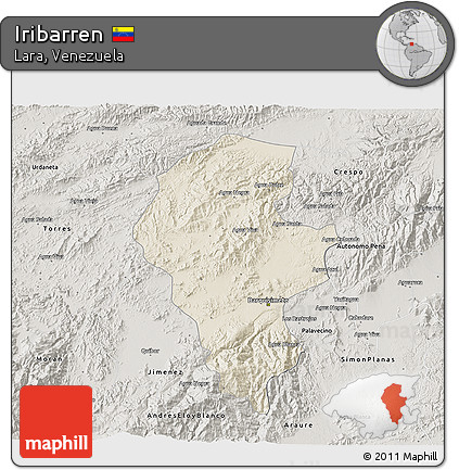 Shaded Relief 3D Map of Iribarren, semi-desaturated