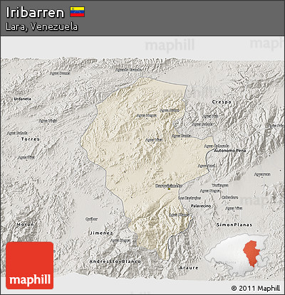 Shaded Relief 3D Map of Iribarren, semi-desaturated