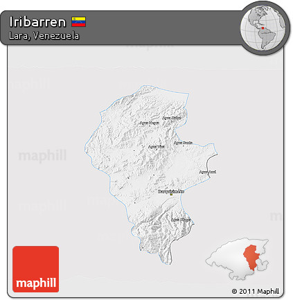 Silver Style 3D Map of Iribarren, single color outside