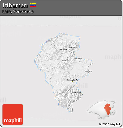 Silver Style 3D Map of Iribarren, single color outside