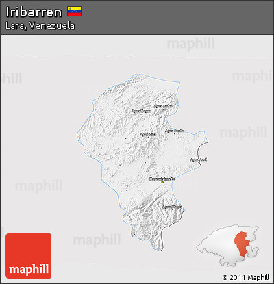 Silver Style 3D Map of Iribarren, single color outside