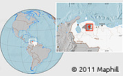 Gray Location Map of Iribarren, highlighted country, highlighted parent region, hill shading