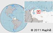 Gray Location Map of Iribarren, highlighted country, hill shading