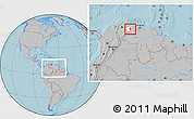 Gray Location Map of Iribarren, highlighted parent region, within the entire country, hill shading