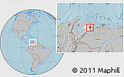 Gray Location Map of Iribarren, highlighted parent region, hill shading
