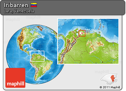 Physical Location Map of Iribarren, highlighted parent region, within the entire country