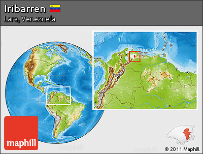 Physical Location Map of Iribarren, highlighted parent region, within the entire country