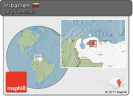 Savanna Style Location Map of Iribarren, highlighted country, highlighted parent region, hill shading