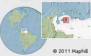 Savanna Style Location Map of Iribarren, highlighted country, highlighted parent region, hill shading