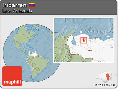 Savanna Style Location Map of Iribarren, highlighted country, hill shading