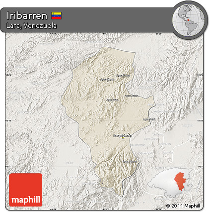 Shaded Relief Map of Iribarren, lighten