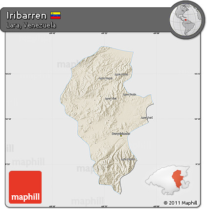 Shaded Relief Map of Iribarren, single color outside