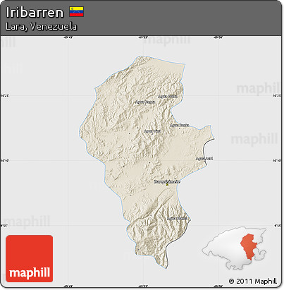 Shaded Relief Map of Iribarren, single color outside