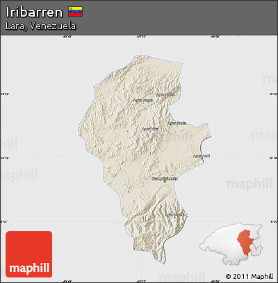 Shaded Relief Map of Iribarren, single color outside