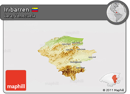 Physical Panoramic Map of Iribarren, cropped outside