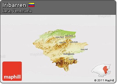 Physical Panoramic Map of Iribarren, cropped outside