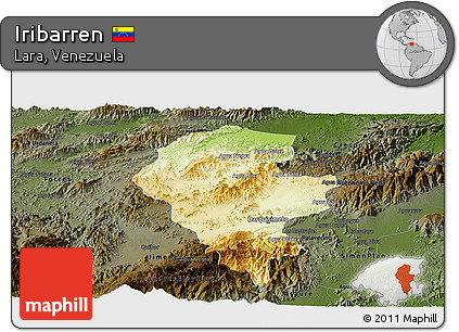 Physical Panoramic Map of Iribarren, darken