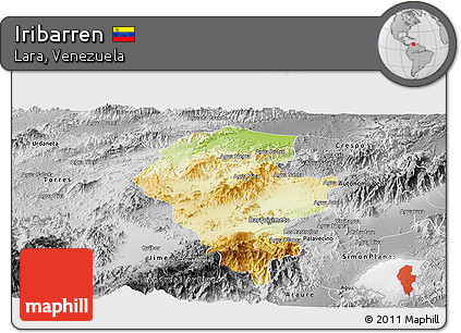 Physical Panoramic Map of Iribarren, desaturated