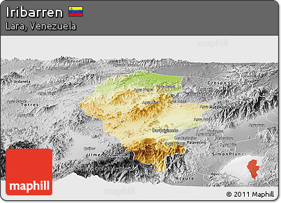 Physical Panoramic Map of Iribarren, desaturated