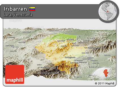 Physical Panoramic Map of Iribarren, semi-desaturated