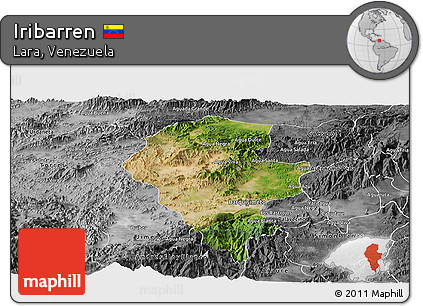 Satellite Panoramic Map of Iribarren, desaturated